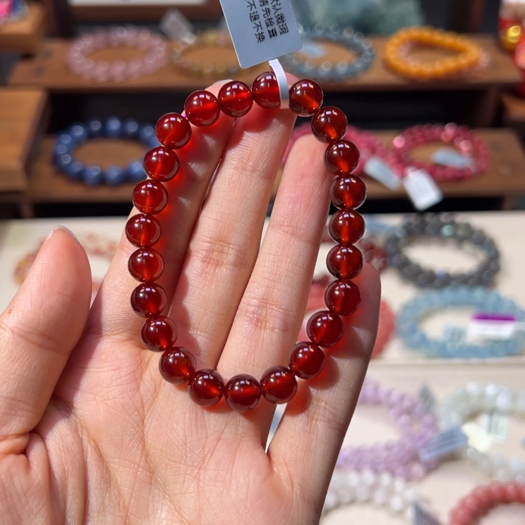 未镶嵌手链石榴石8m收藏级冰透体石榴石