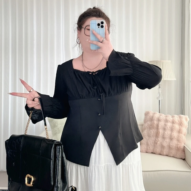 断码捡漏~海雾苍兰 / 法式气质款上衣小衫11713花契胖mm200斤 X