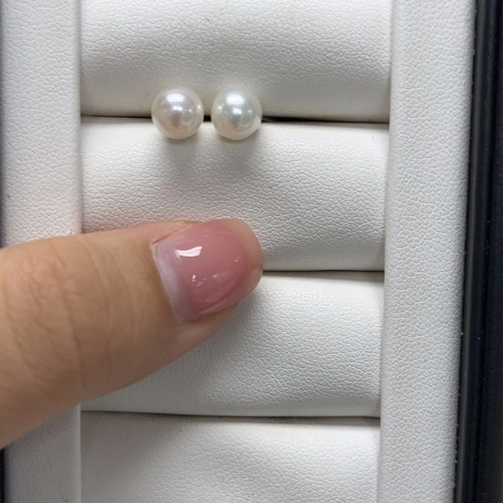 银S925镶嵌海水珍珠耳饰AK6-8mm2号