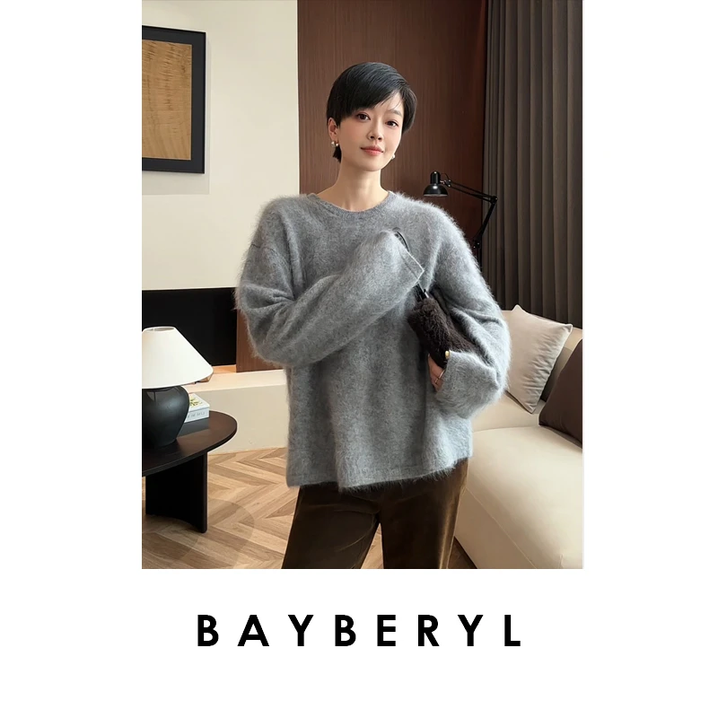 CC10-BAYBERYL老贝柔焦*拉绒氛围圆领舒适25秋冬针织衫 ZZS4I0603