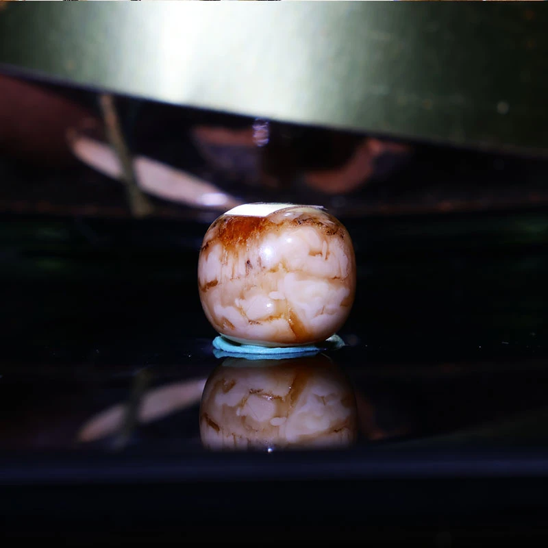 9m沁色老型天然原矿一物一图满蜡妖花特色蜜蜡单珠顶珠配饰z52