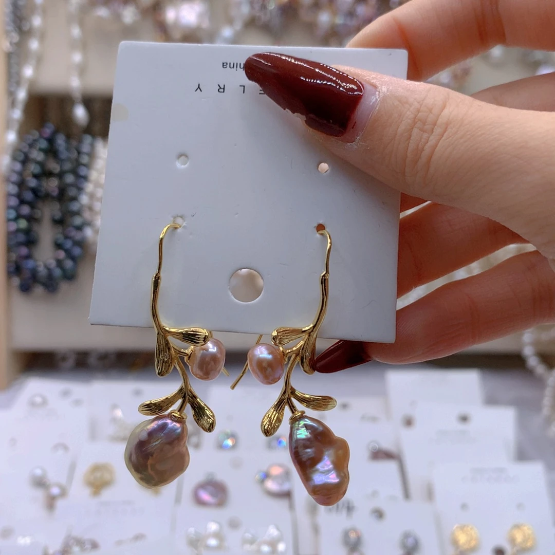 淡水珍珠耳饰银S925镶嵌