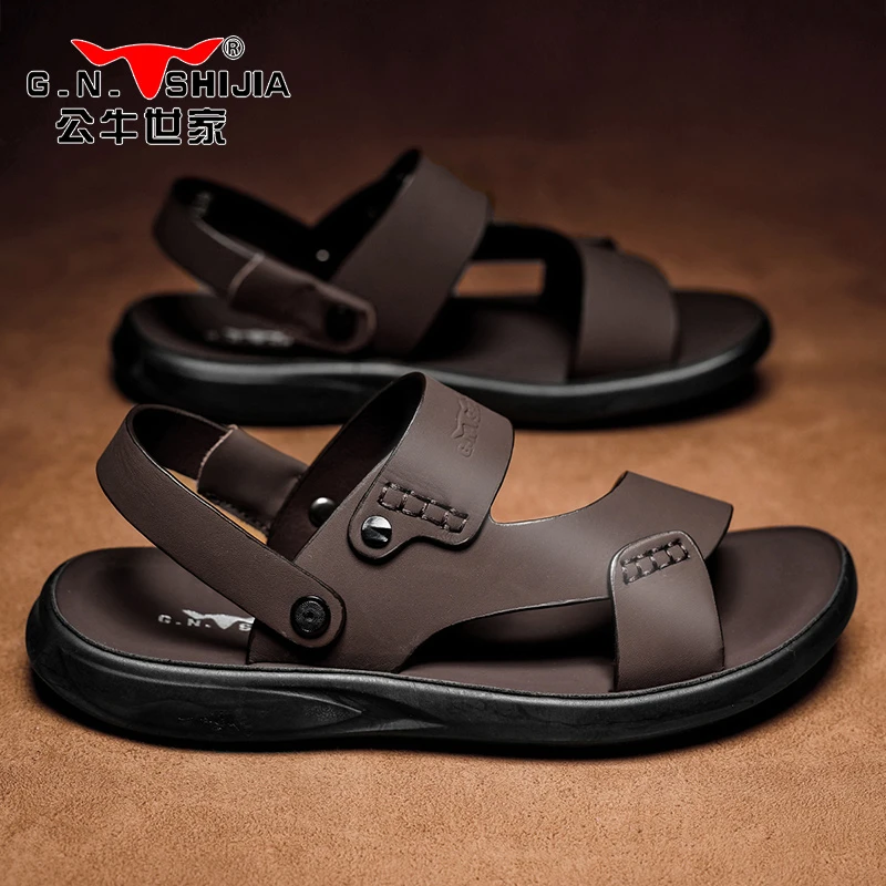 公牛世家凉鞋男士新款夏季休闲时尚沙滩凉拖鞋外穿防滑一字拖凉鞋