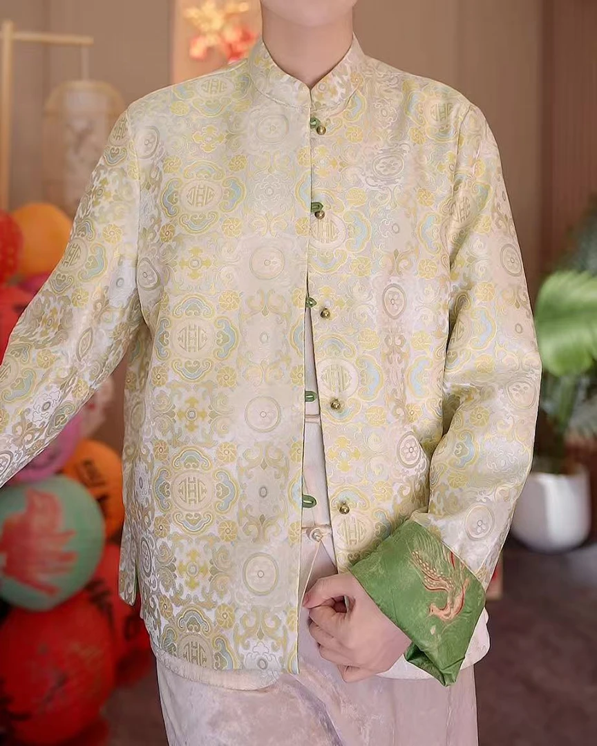 双面穿提花新中式春秋款改良国风盘扣外套2025A8811雨情