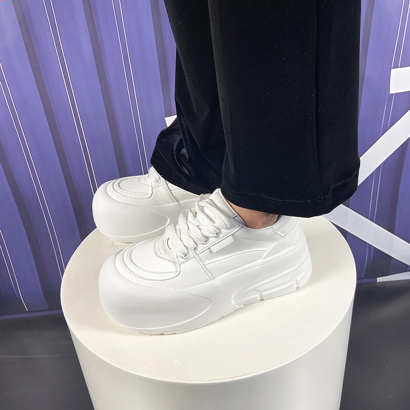 珠光白真皮韩版ins松糕厚底丑萌大头鞋小白鞋面包鞋休闲百搭女鞋