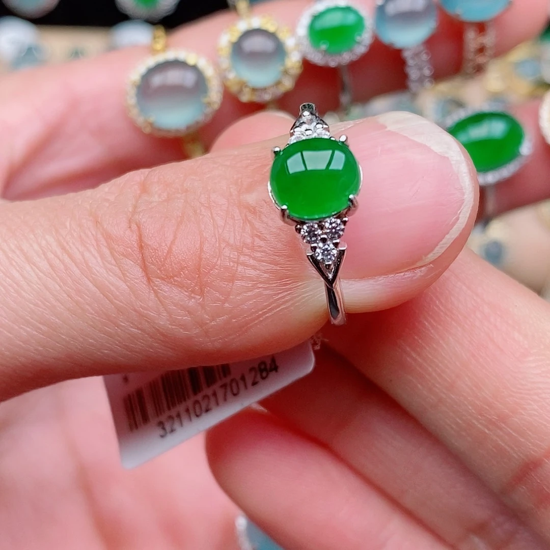银S925镶嵌戒指翡翠