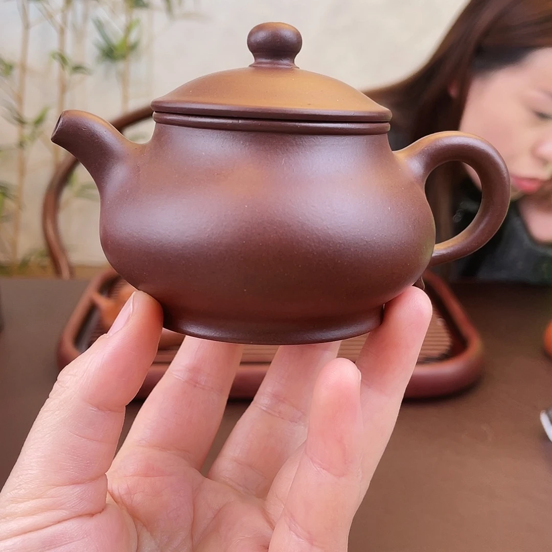 茶壶紫砂老紫泥潘壶150cc