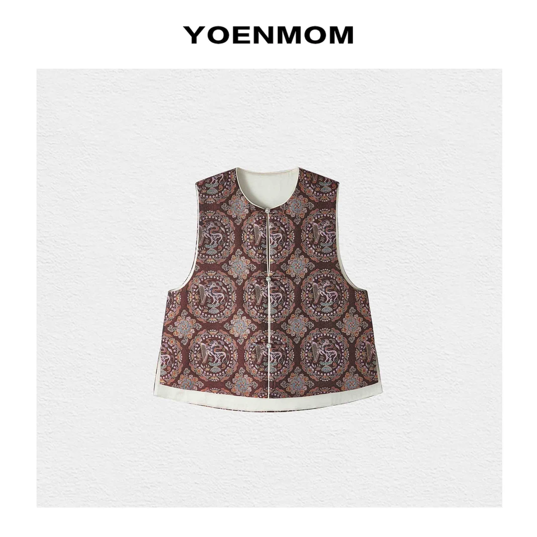 YOENMOM·生肖羊·钱小萍织金四重纬足银扣圆领款马甲