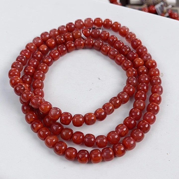 南红玛瑙未镶嵌瓦西典藏级牛血红老型多圈9mm