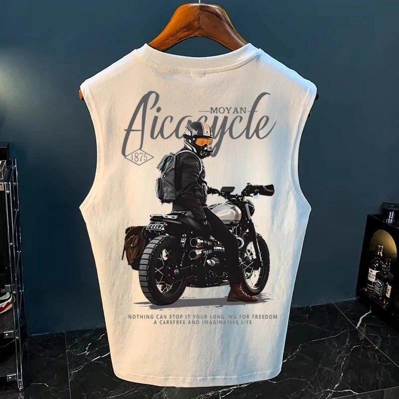 奥特莱斯~外贸清仓美式潮流纯棉坎肩背心男2025夏季新款无袖上衣