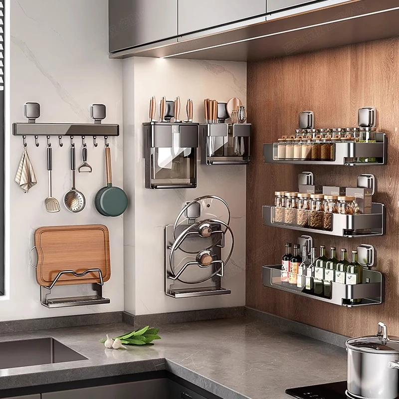 2025新款厨房调料收纳置物架筷子收纳厨房必备用品锅盖放置架刀架