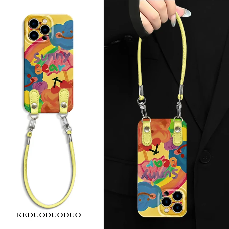 彩色涂鸦适用苹果16promax手机壳夏日15pro可爱小米14p华为手机壳