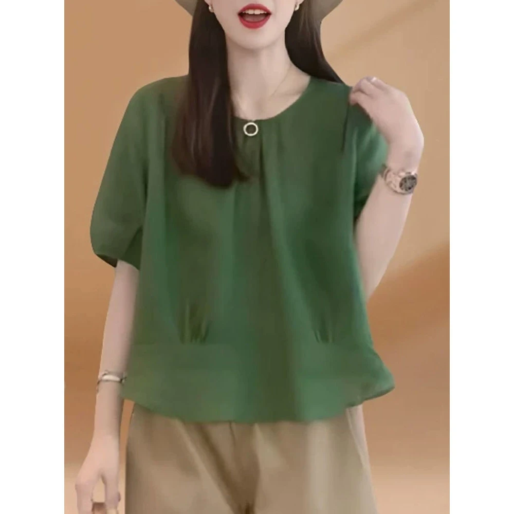 香朵儿轻奢高级感纯色短袖衬衫女生2026年夏季新款休闲洋气衣服女