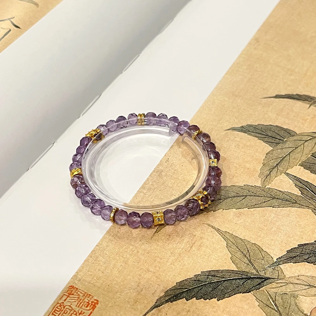 【紫云】天然水晶紫水晶圆珠手串