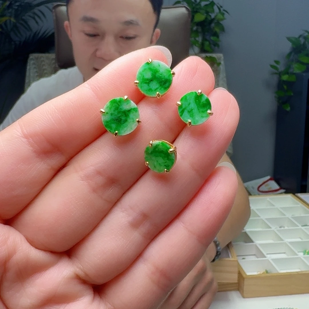 翡翠银S925镶嵌耳饰多样性发货其一