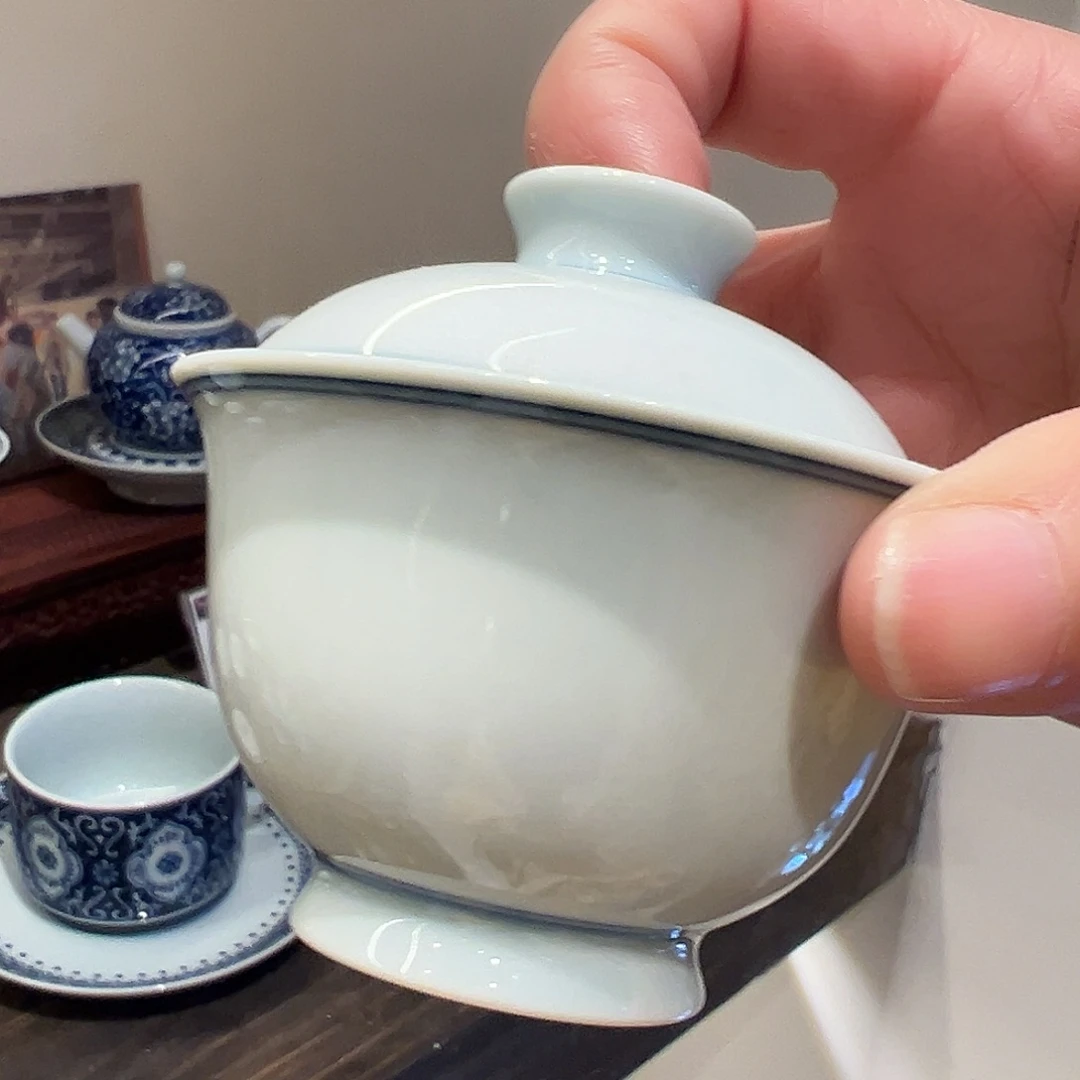 钟家窑柴窑素胎迷你盖碗