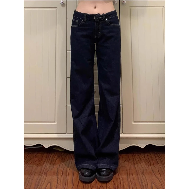 【清仓+运费险】美式复古原色微喇牛仔裤女冬季低腰显瘦深蓝拖地裤