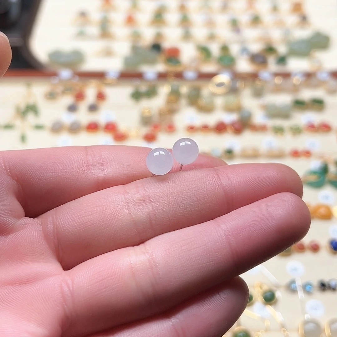 和田玉耳饰银S925镶嵌