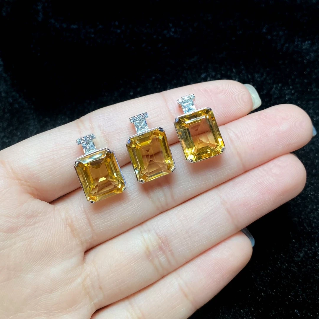 【子选好物】26 ZC48139-S925银镶黄水晶吊坠-多样性发一件-11×9mm