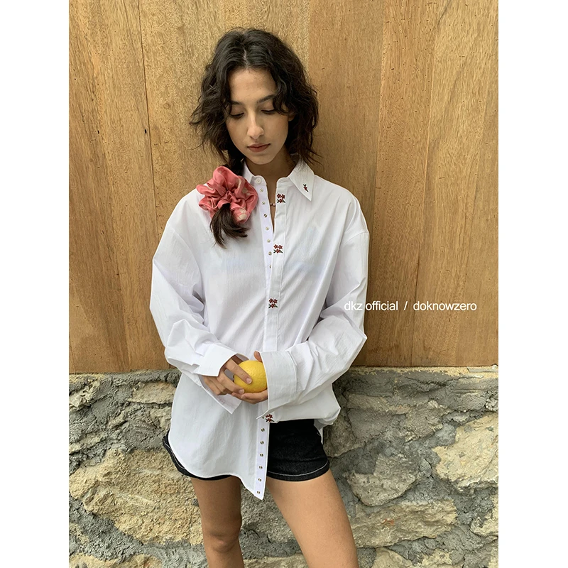 DKZ花朵刺绣衬衫