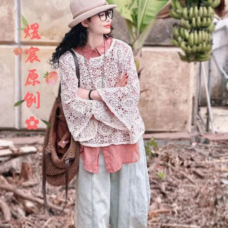 煜宸原创❀【995】早春新款韩版休闲衬衫刺绣复古时尚百搭显瘦上衣女