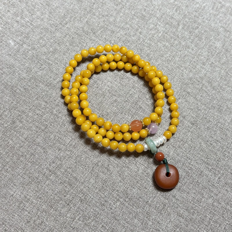 原创设计款天然琥珀蜜蜡多圈女款手串手链手饰4-5mm