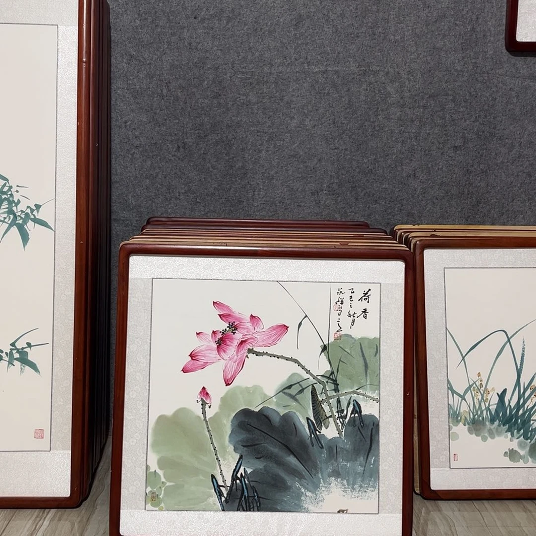 国画书画作品带框63×63