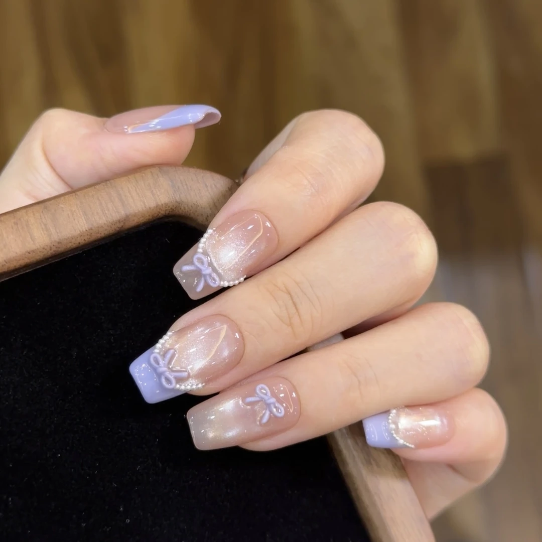 丁香结 纯手工定制穿戴甲美甲成品美甲贴片10片