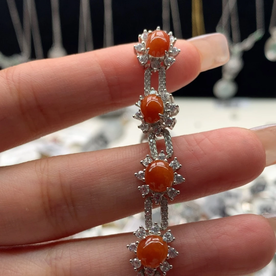 翡翠银S925镶嵌颈饰你****字手链34