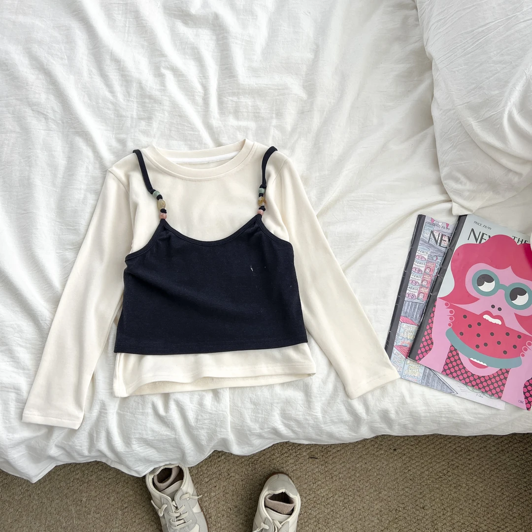 【原版】女童2025秋装新款长袖打底衫儿童上衣XLTQW5296