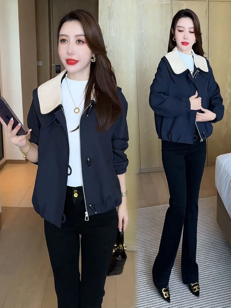 2025秋季新款短外套女时髦洋气宽松显瘦大翻领气质短款夹克上衣潮