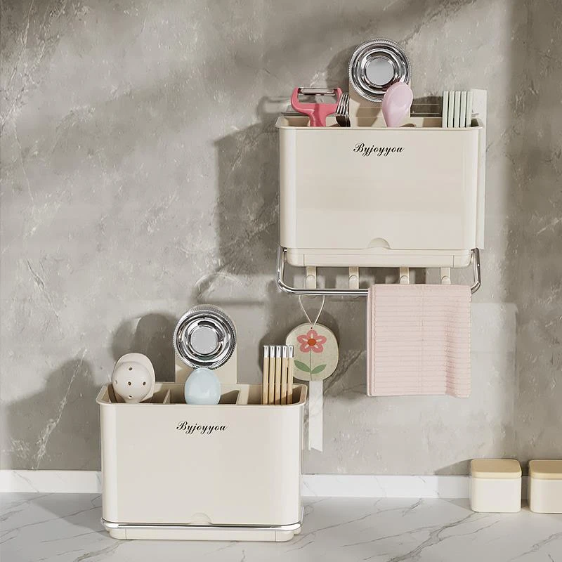 筷子收纳盒吸盘筷子筒壁挂式免打孔筷子勺子收纳家用筷笼沥水架