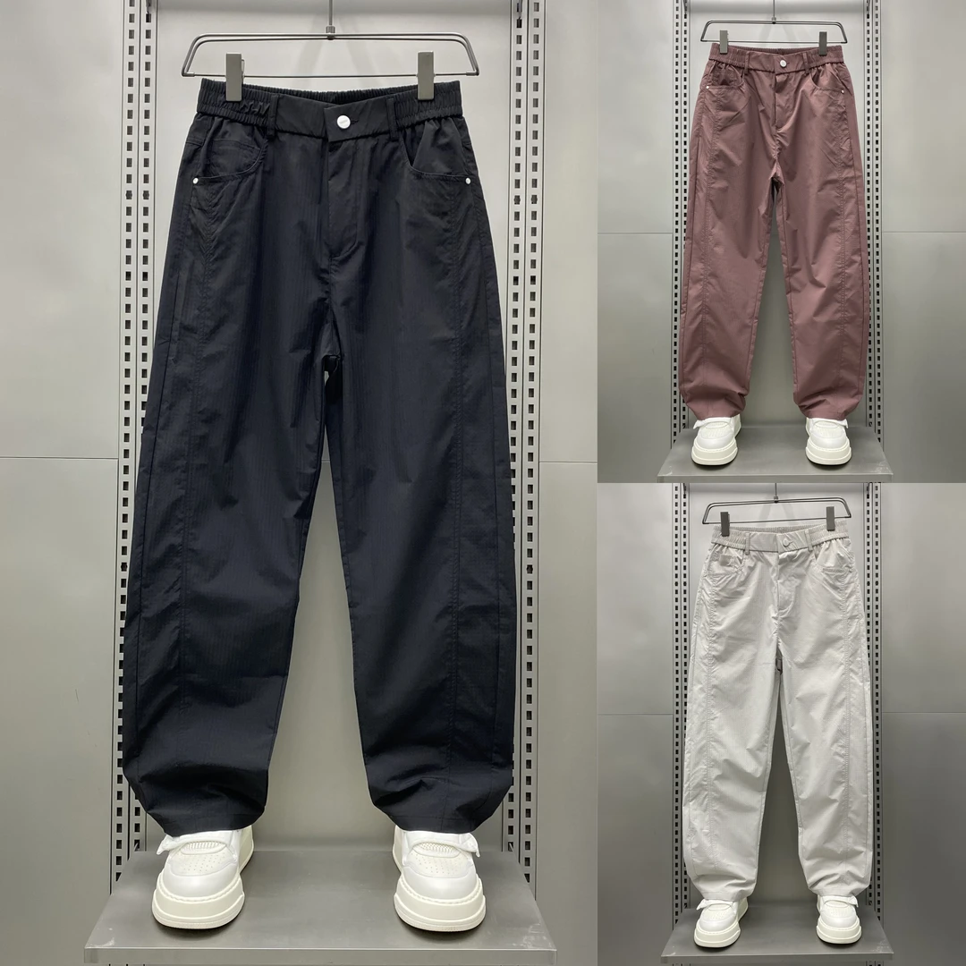 潮牌宽松直筒运动裤痞帅阔腿弯刀裤男夏季薄款纯色速干透气休闲裤