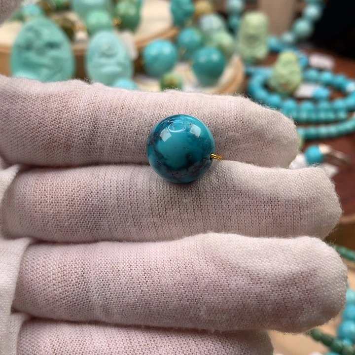 绿松石未镶嵌珠宝奇石圆珠14mm
