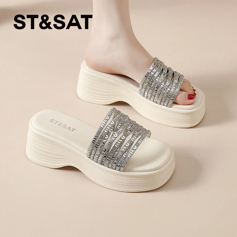 星期六露趾拖鞋女士2025夏季新款凉拖鞋时尚沙滩复古外穿小众凉鞋