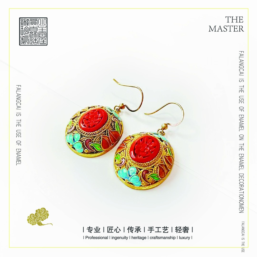 925银树脂耳饰 花丝镶嵌耳坠寿桃-H053-1-复古款