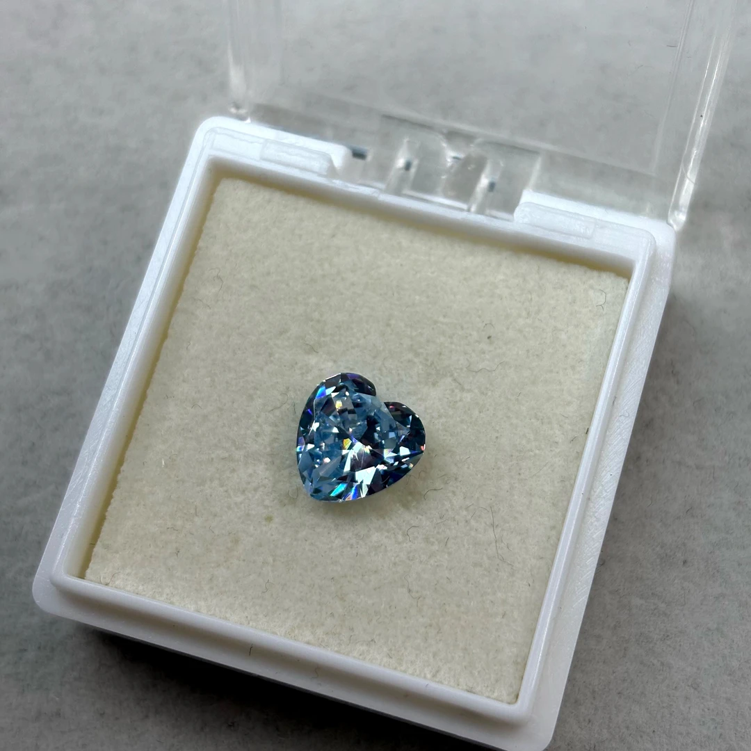 薄款冰花切10*10爱心-天府冰蓝（1颗）