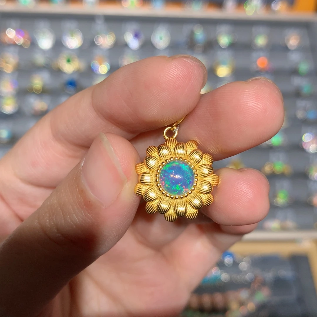 银S925镶嵌欧泊欧泊吊坠y