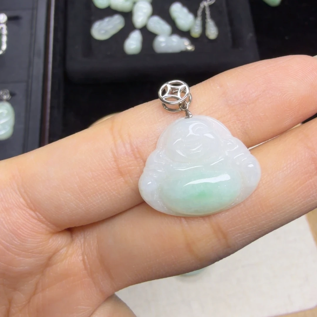 翡翠银S925镶嵌颈饰佛公