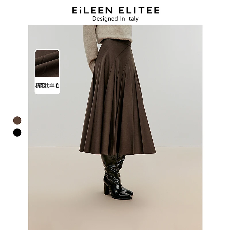 朗姿欧洲EiLEEN ELITEE2024年冬季新款高腰气质显瘦半身裙子