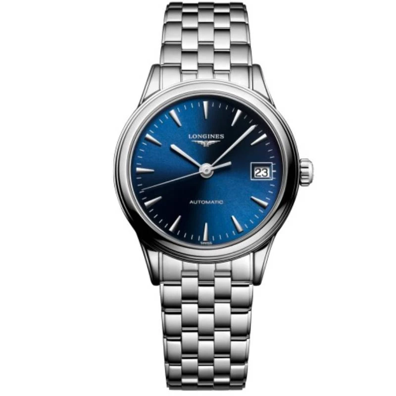 99新 Longines/浪琴 军旗374/机械/蓝盘条丁/表径30mm/女士腕表