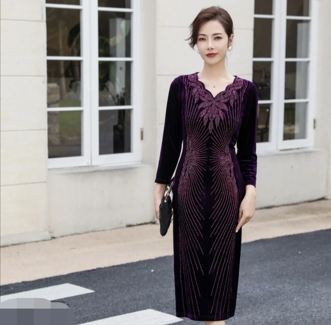 日常喜宴聚会高端品质喜婆婆喜妈妈婚庆宴会新中式旗袍裙秋季