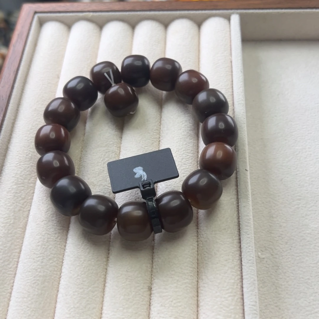 菩提根/象牙果手串卡14桶珠干磨黑金全品