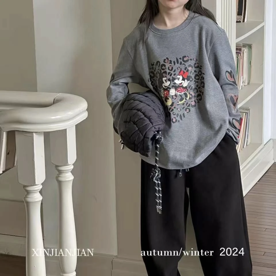 350儿童磨绒豹纹米奇长袖