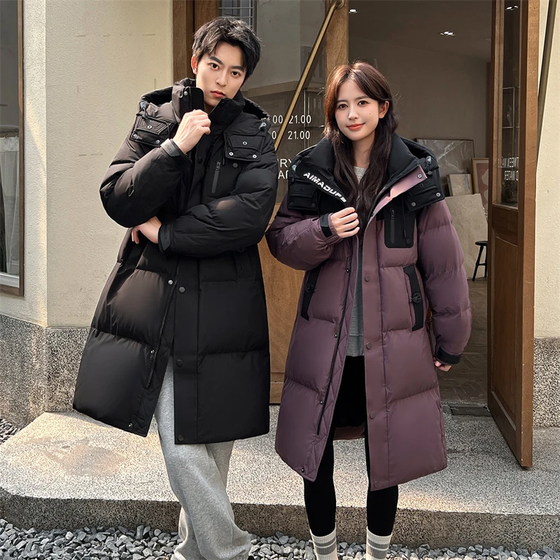 【加厚】1长款羽绒服男女情侣款男女防寒外套6801