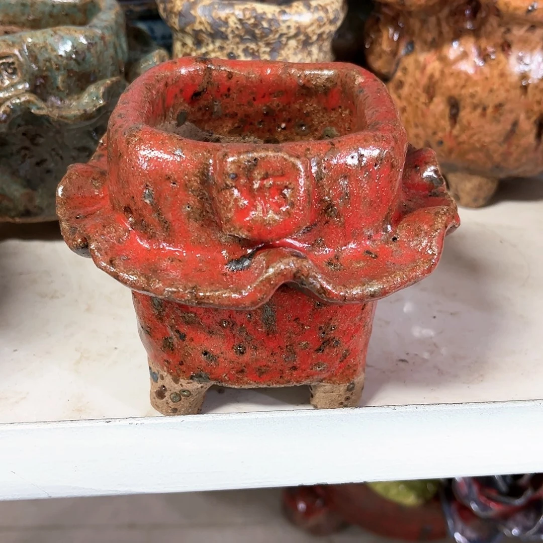 泥塑古镇炻陶花盆