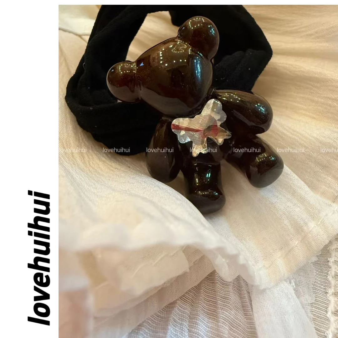 lovehuihui《黑巧熊》韩国超可爱小熊发绳