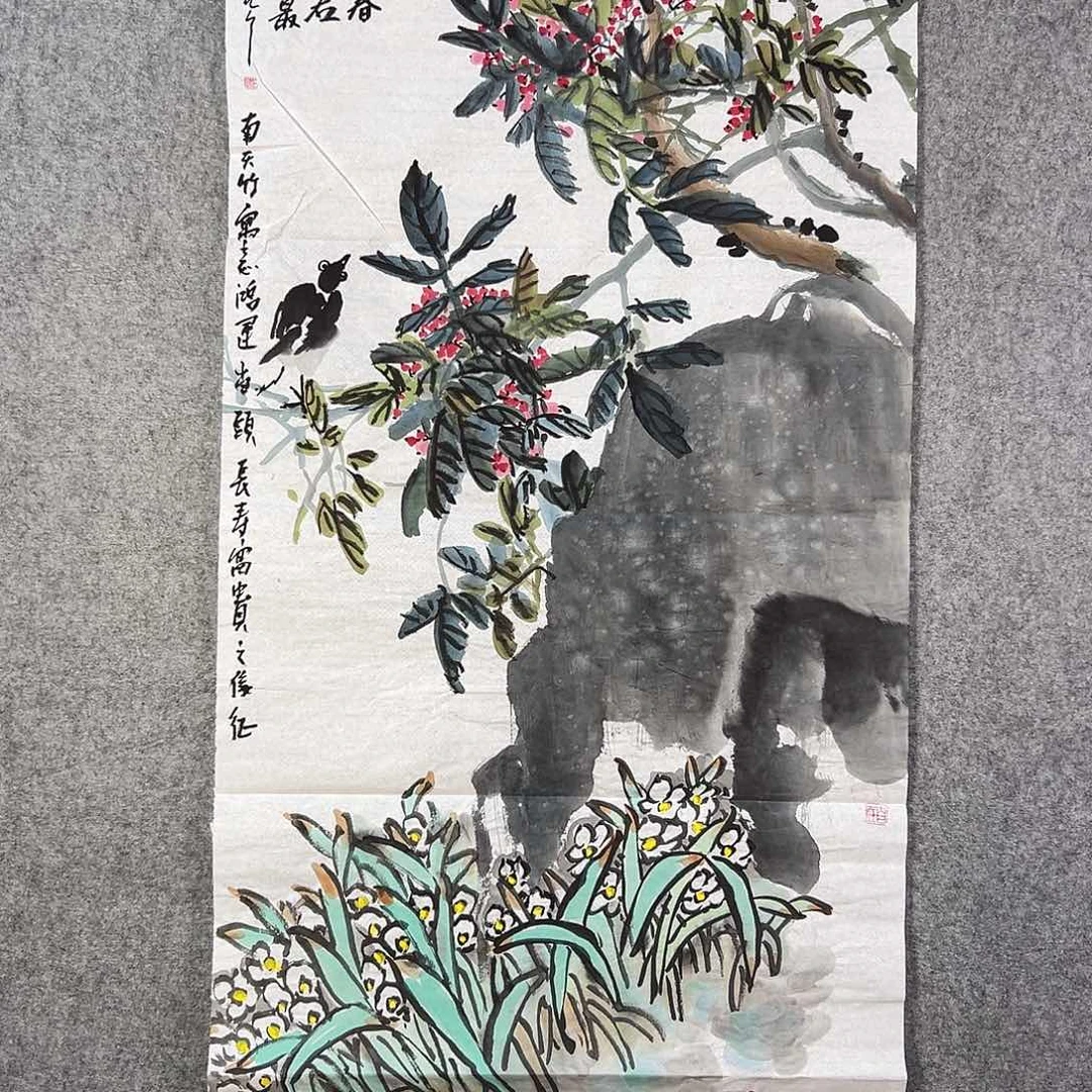 国画491 花鸟在此鸣叫的声响声