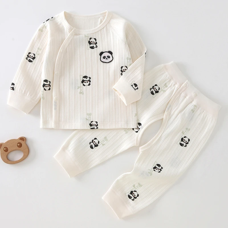 新生儿婴儿衣服套装宝宝纯棉秋衣秋裤儿童全棉睡衣无骨分体两件套