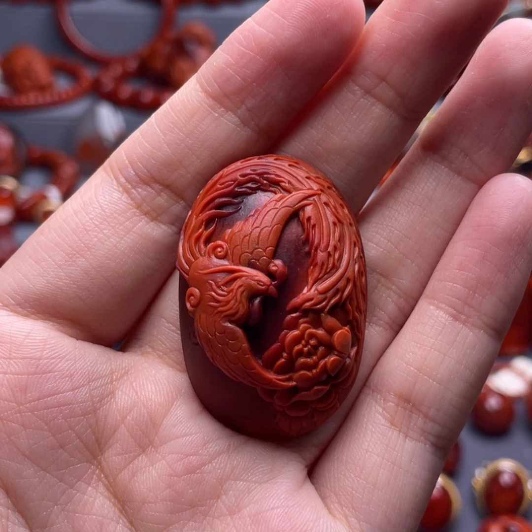 南红玛瑙未镶嵌珠宝奇石凤凰戏牡丹